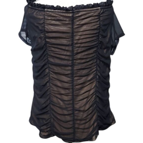 Torrid Black Mesh Ruched Off-Shoulder Top Size 3 3XL - Picture 6 of 11